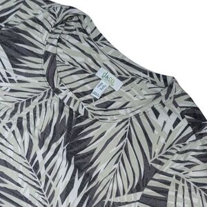 Denim & Co Active French Terry Palm Print Long Sleeve Top Shirt Xl Womans